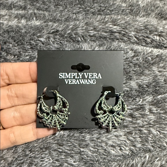Simply Vera Vera Wang Jewelry - Simply Vera Vera Wang Black and Silver Hoop Earrings